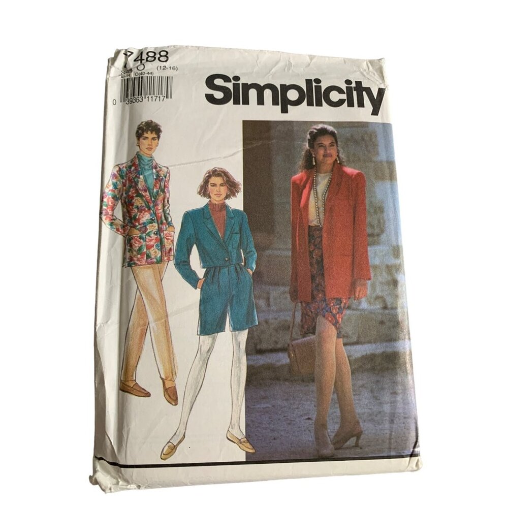 Vintage Simplicity Sewing Pattern 7488 Size 12-16 Blazers 80s uncut